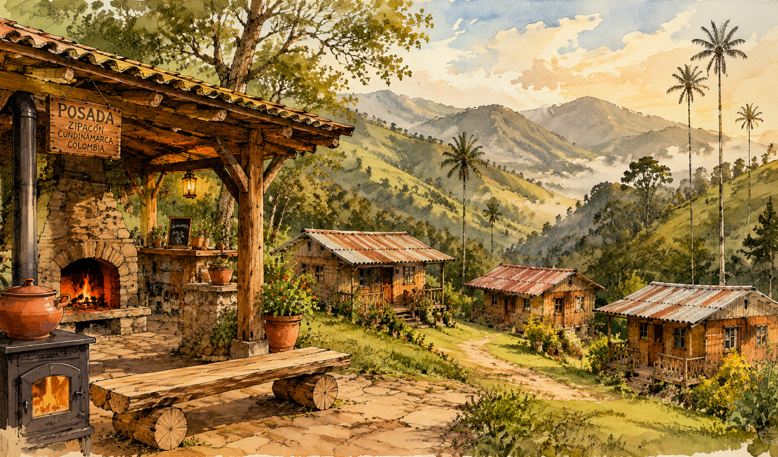 Posada El Zipa: cabañas, camping y chimenea en Zipacón